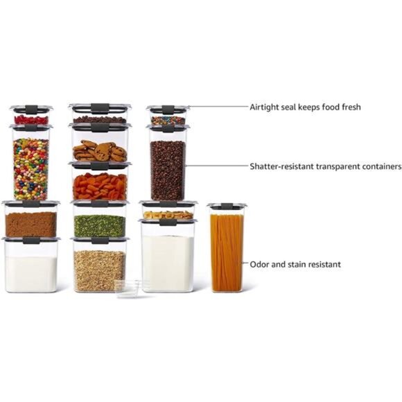 Rubbermaid Brilliance 14-Piece Food Storage Container Set with Scoops, - Picture 4 of 7